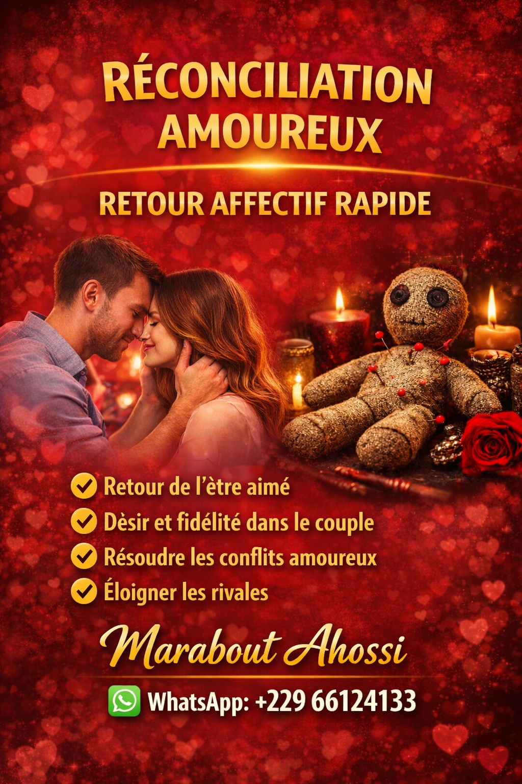 Puissant marabout sérieux de retour affectif amoureux. Tél :+22966124133
