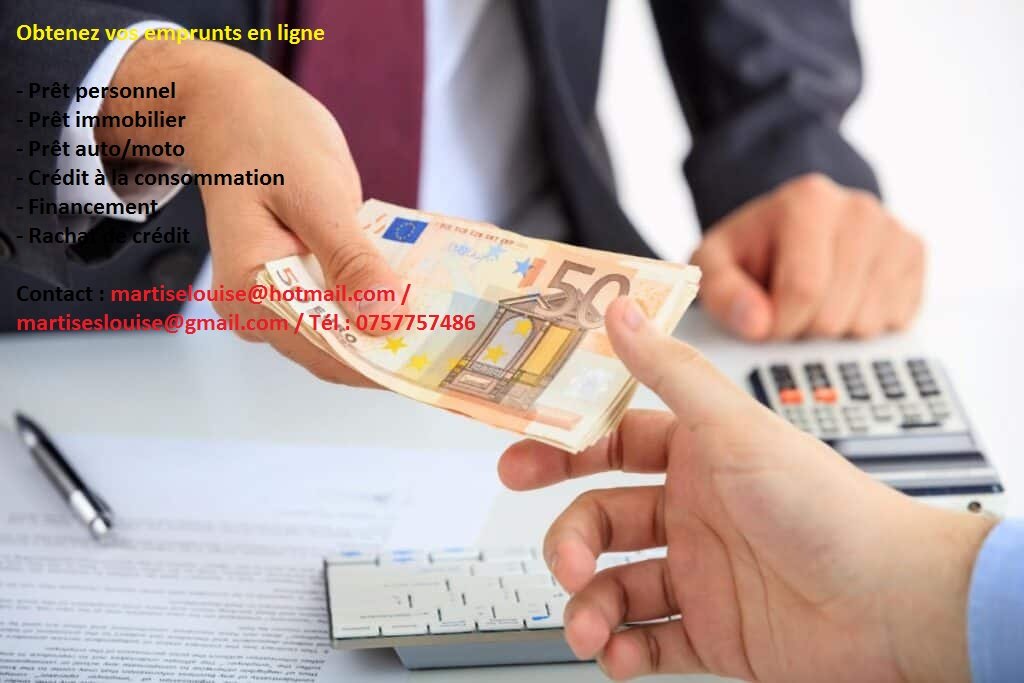 martiselouise@hotmail.com tel : +33757757486 Opportunités financières pour tous service d'octroi de prêt aux particuliers