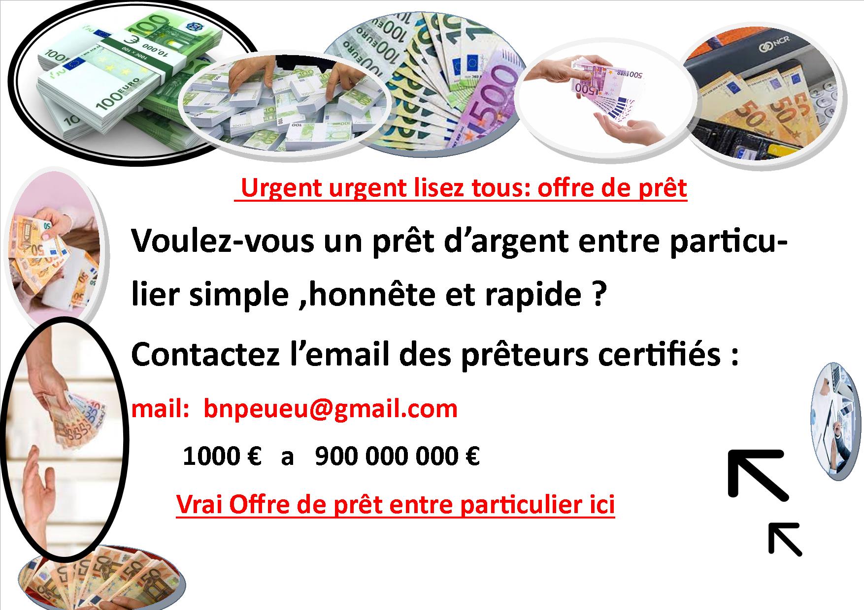 pret✅ J’étais un peu hésitant au début, mais tout s’est bien passé. Mon prêt de 30000€ a été accordé rapidement et le service est fiable.✅ leur mail : bnpeueu@gmail.com ✅Bonjour a tous OFFRE DE PRÊT ENTRE PARTICULIER transparent et rapide -✅ Avez-vous besoin d'un prêt très très sérieux